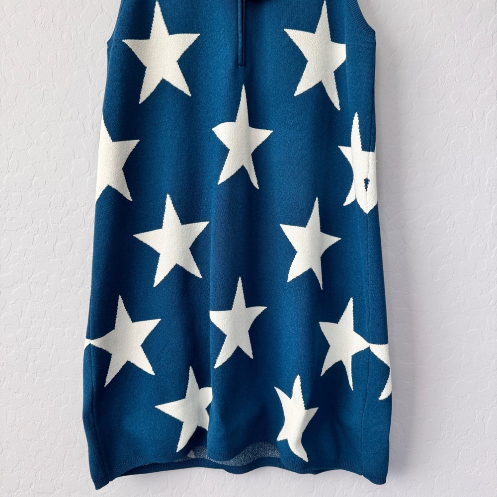NWT Show Me Your Mumu Star Dress Sleeveless Knit Zip Front Blue‎ White Size S - Picture 4 of 8